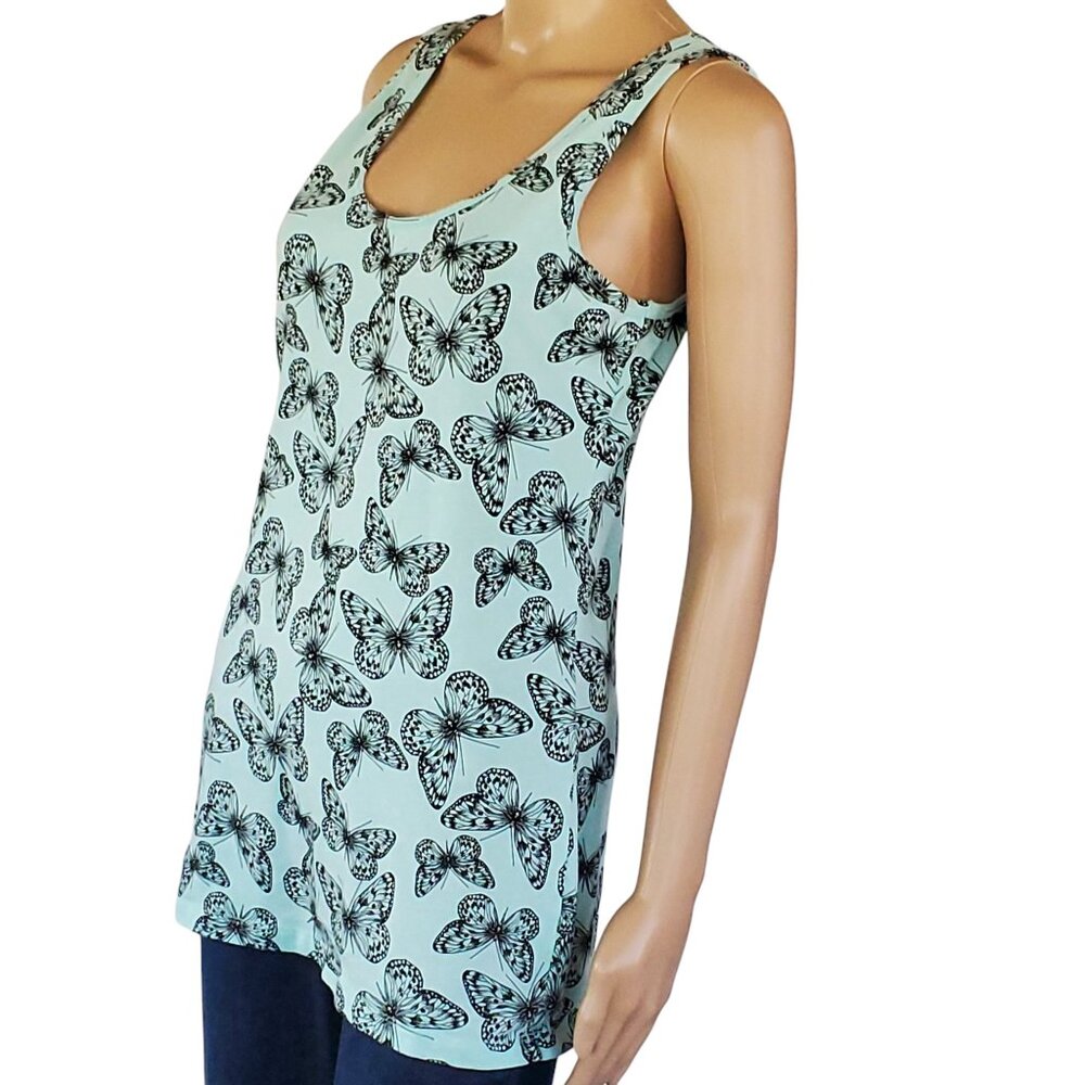 No Boundaries Tank Top Teen Jr 15-17 XL Mint Green Black Butterfly Knit Stretch